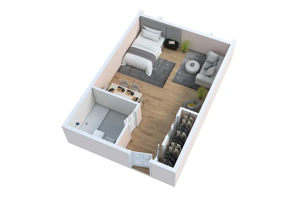 Floor Plan AL2 - 1 Bed / 1 Bath Floor Plan AL2 - 1 Bed / 1 Bath